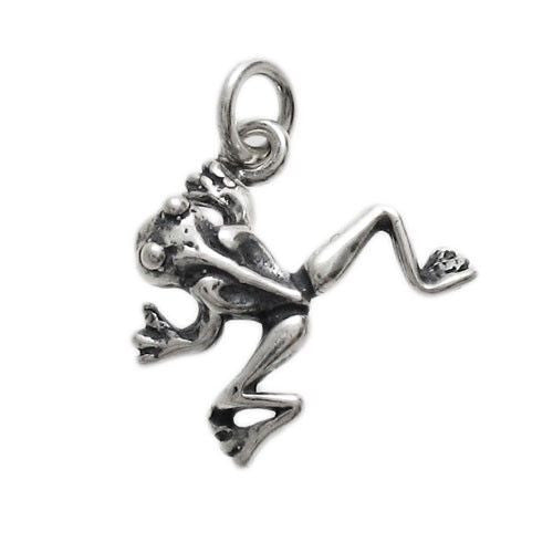 Frog Charm in 3D Sterling Silver.