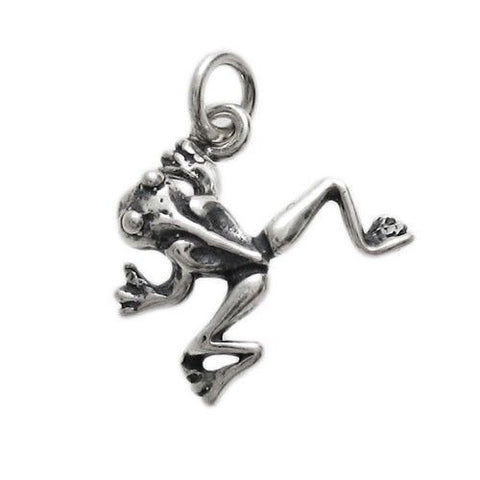 Frog Charm in 3D Sterling Silver.