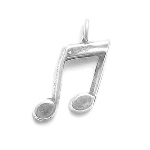 Musical Note Charm. Sterling Silver