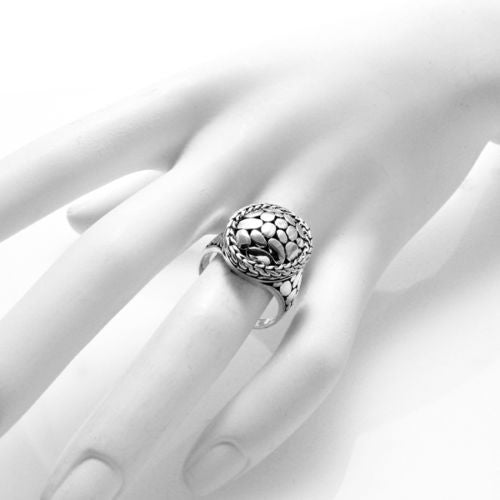 A delightful dome ring in a "Pebbles in Stream" motif. Wholesale Sterling Silver Rings. On hand.