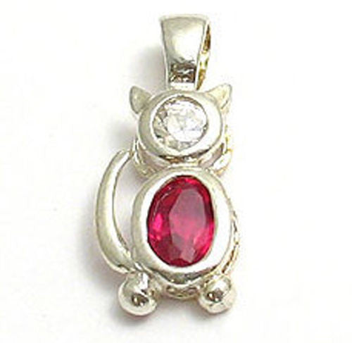 Colorful birthstone charms of a cat for charm bracelet or necklace. Wholesale Sterling Silver Charms. July.