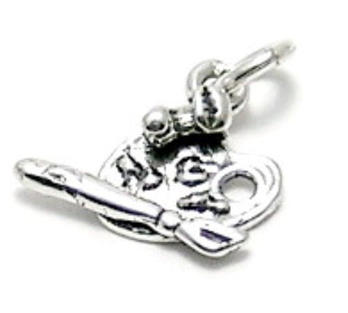 Artist's Palette and Brushes Charm. Sterling Silver