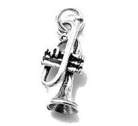 Trumpet Charm in 3D. Sterling Silver