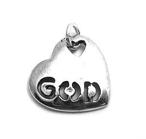 "God" in My Heart Charm in Sterling Silver