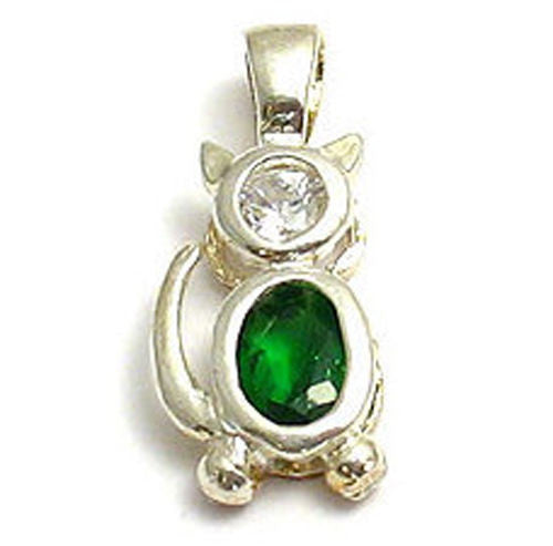 Colorful birthstone charms of a cat for charm bracelet or necklace. Wholesale Sterling Silver Charms. May.