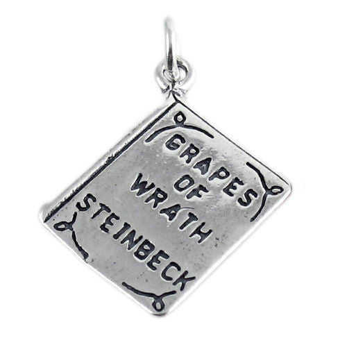 "Grapes of Wrath by Steinbeck" Book Charm. Sterling Silver