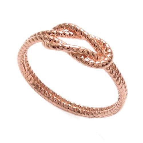 Rose Gold Plated Braided Love Knot Ring. Wholesale sterling silver rings. Main photo.