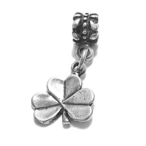 3-Leaf Clover with Euro Bead. Sterling Silver