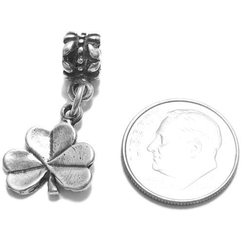 3-Leaf Clover with Euro Bead. Sterling Silver