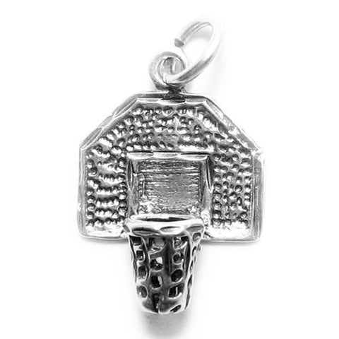 Basketball Hoop Charm in Sterling Silver