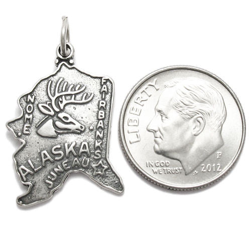Alaska State Charm in Sterling Silver