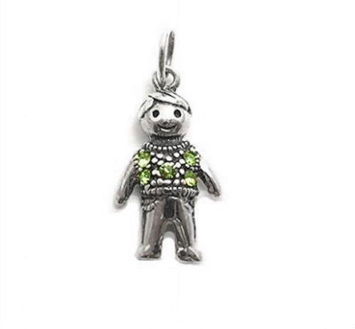 Colorful birthstone charms of a little boy in a sweater. Wholesale Sterling Silver Charms. August.