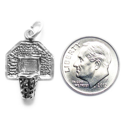 Basketball Hoop Charm in Sterling Silver