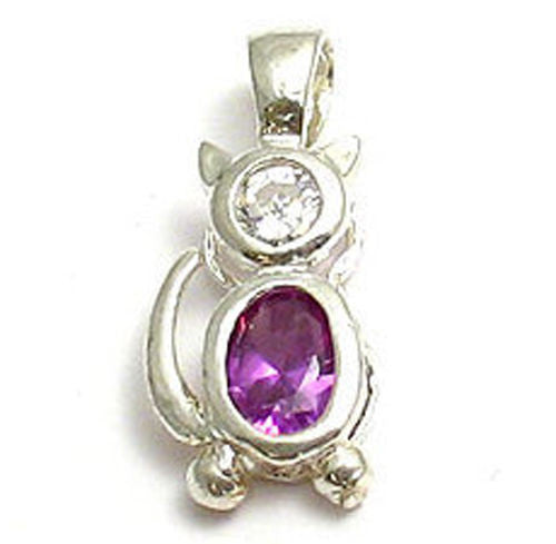 Colorful birthstone charms of a cat for charm bracelet or necklace. Wholesale Sterling Silver Charms. October.