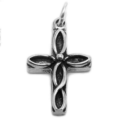 Fancy Twisted Cross Charm in Sterling Silver