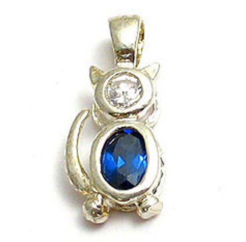 Colorful birthstone charms of a cat for charm bracelet or necklace. Wholesale Sterling Silver Charms. September.