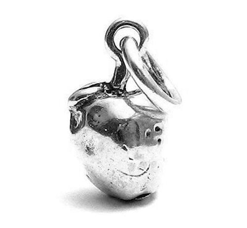 Juicy Apple Charm in 3D. Sterling Silver
