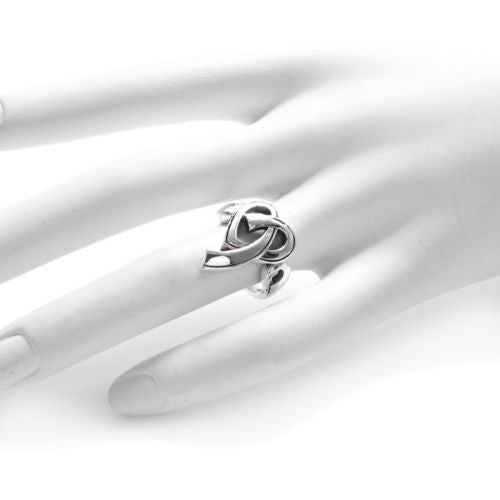 Eye-catching Abstract Pretzel Heart Ring. Wholesale sterling silver rings. On hand.