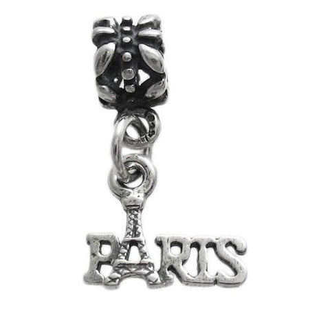 "Paris" Eiffel Tower Charm with Euro Bead. Sterling Silver