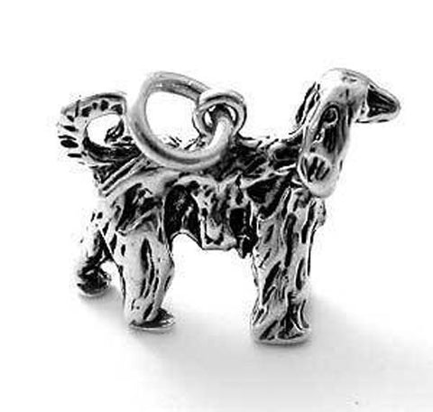 Afghan Dog Charm in Sterling Silver.