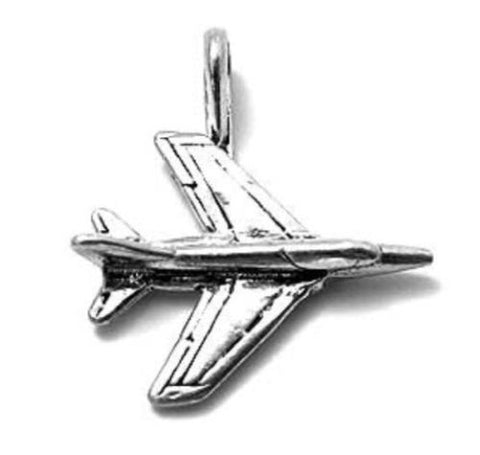 Jet Fighter Charm. Sterling Silver