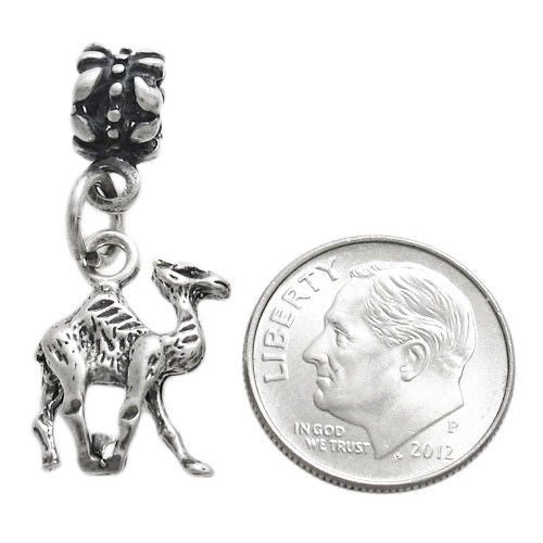 Camel Euro Bead Charm in 3D Sterling Silver.