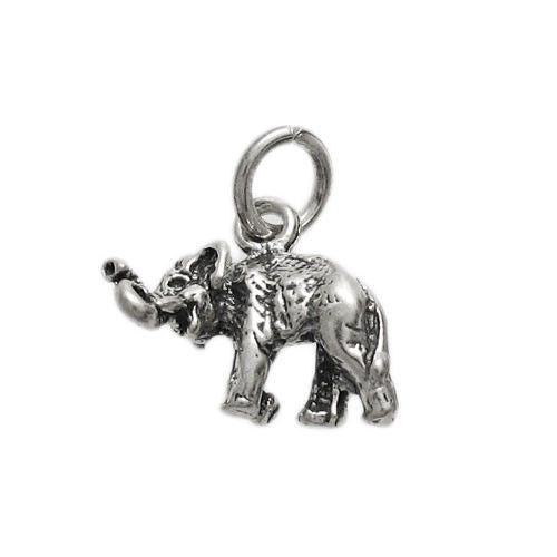 Elephant Charm in 3D Sterling Silver.