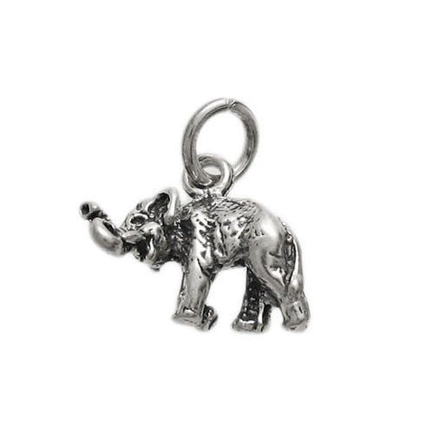 Elephant Charm in 3D Sterling Silver.