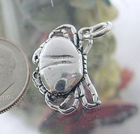 Crab Charm in 3D. Sterling Silver.