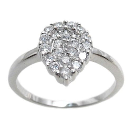 Dazzling 0.53 Carat CZ Teardrop Cluster Ring. Wholesale sterling silver ring.