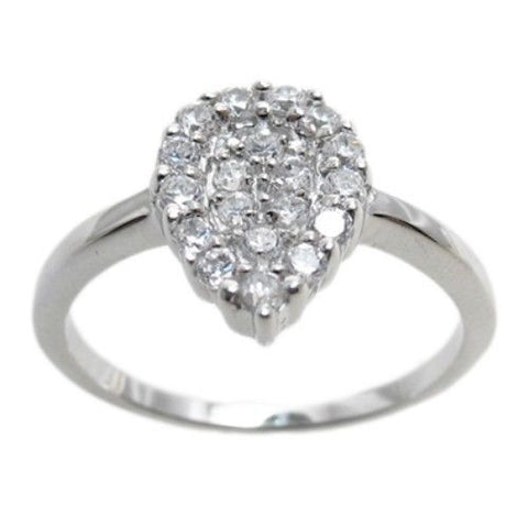 Dazzling 0.53 Carat CZ Teardrop Cluster Ring. Wholesale sterling silver ring.
