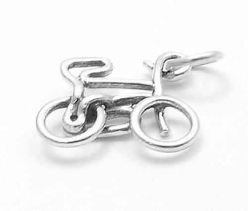Stylized Bicycle Bike Charm. Sterling Silver