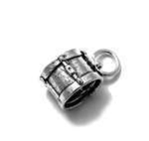 Drum Charm in 3D. Sterling Silver
