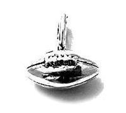Small Football Charm in 3D. Sterling Silver