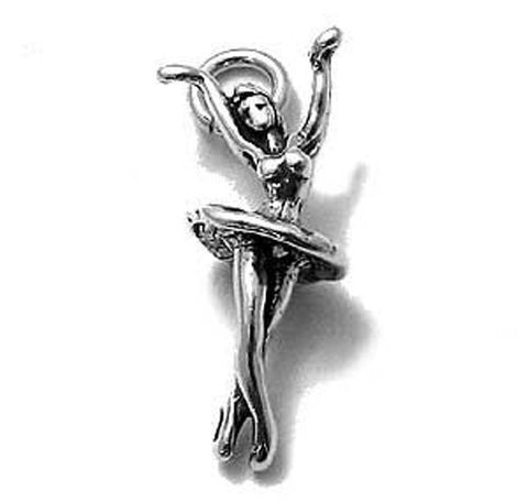 Ballerina Charm in 3D. Sterling Silver