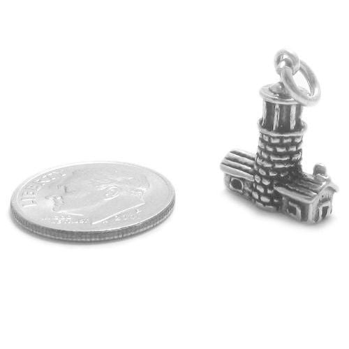 Lighthouse and Keeper's Home Charm in Sterling Silver