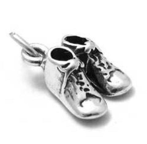 Baby Shoes Charm in 3D. Sterling Silver