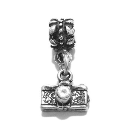 Retro Rangefinder Camera Charm with Euro Bead. Sterling Silver