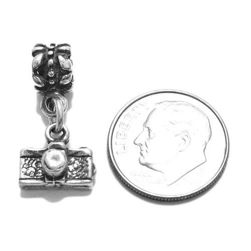 Retro Rangefinder Camera Charm with Euro Bead. Sterling Silver
