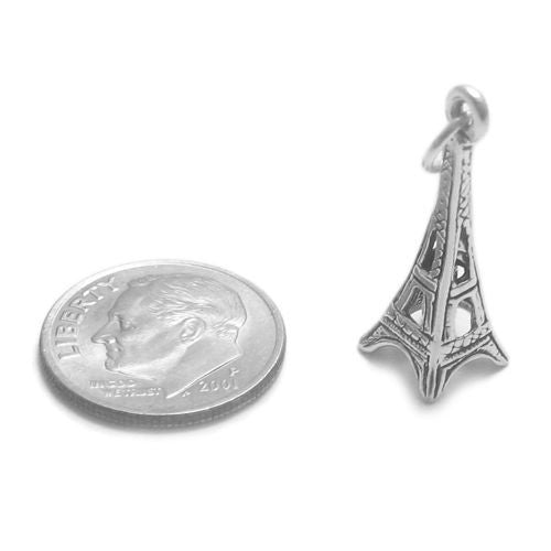 Eiffel Tower Charm in 3D. Sterling Silver