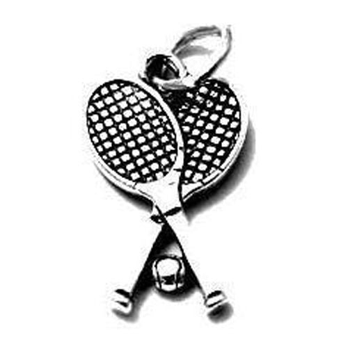 Pair of Tennis Rackets & Ball Charm in Sterling Silver