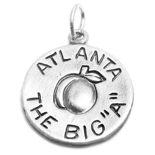 "Atlanta" GA "The Big A" 2-Sided Charm in Sterling Silver