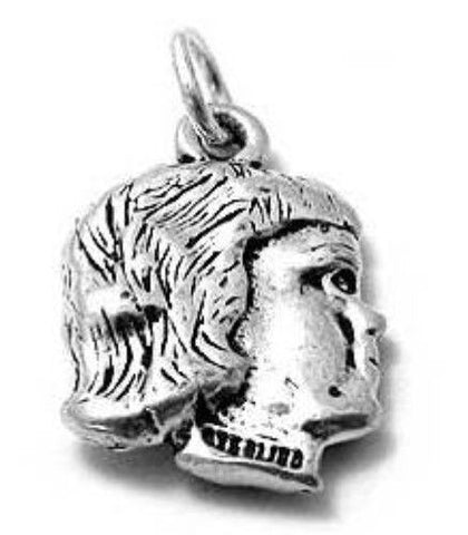 Girl's Profile Charm. Sterling Silver