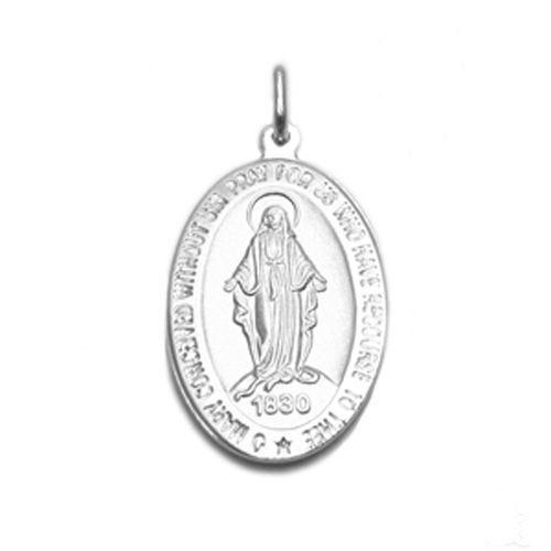 St. Mary Miraculous Medal (31mm). Sterling Silver