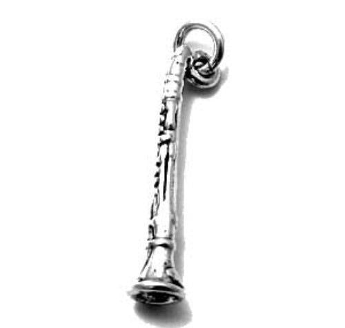 Clarinet Charm in 3D. Sterling Silver