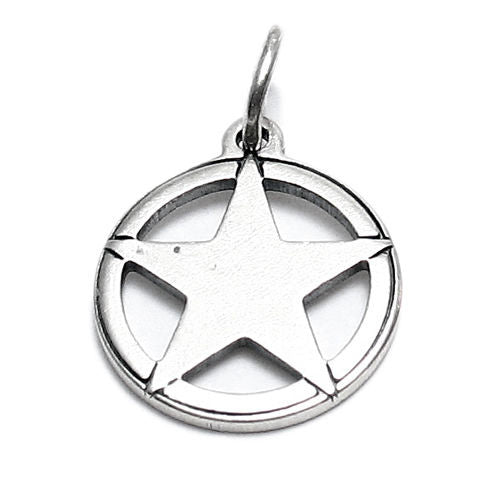 Texas Lone Star Charm with Euro Bead. Sterling Silver