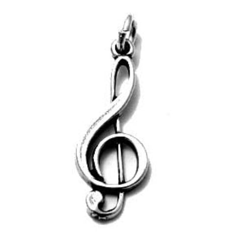 Treble Clef Charm. Sterling Silver