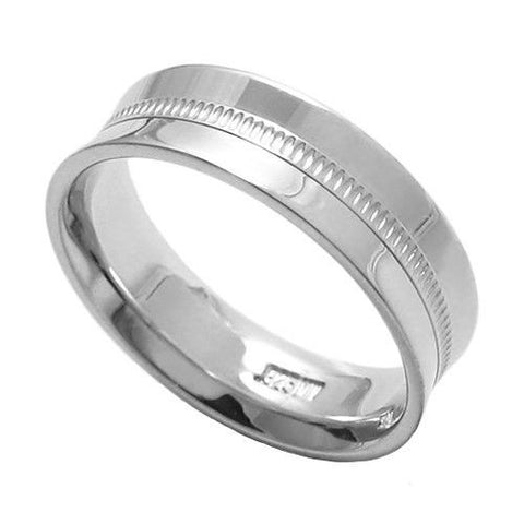 Beautiful and Sophisticated Concave Center Milgrained Wedding Band Ring. Wholesale Sterling Silver Rings. Main photo.