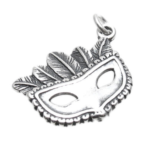 Mardi Gras Masquerade Mask Charm in Sterling Silver