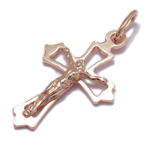 Rose Gold over Sterling Silver Modern Crucifix Charm